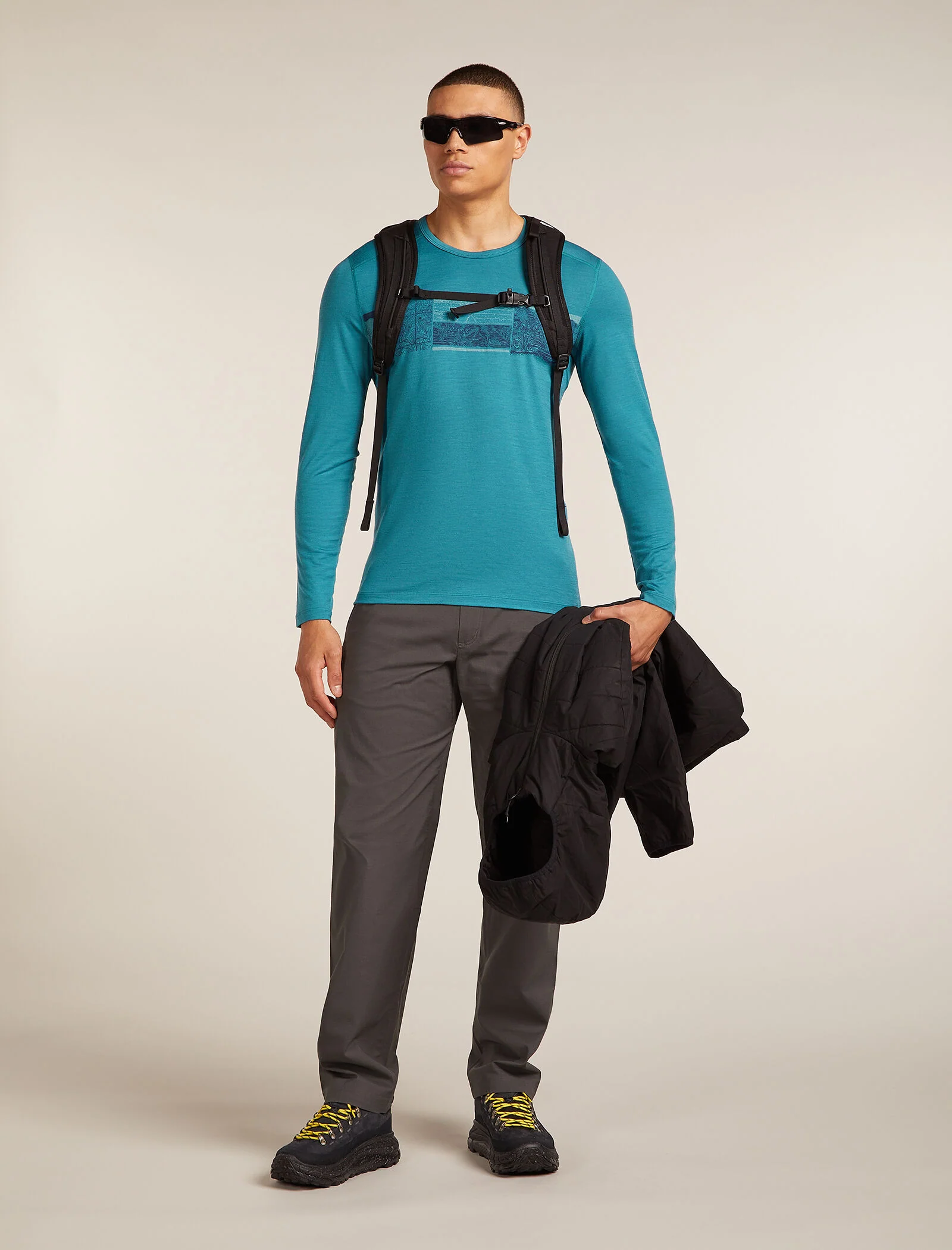 Men’s Merino 200 Oasis Long Sleeve Crew Thermal Top Elevation Line - Image 4